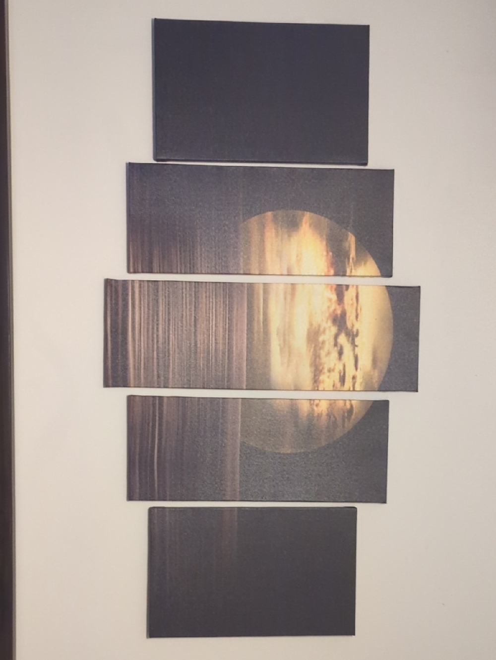 Sunset Moon Split-Panel Wall Art - Black & Gold Tones